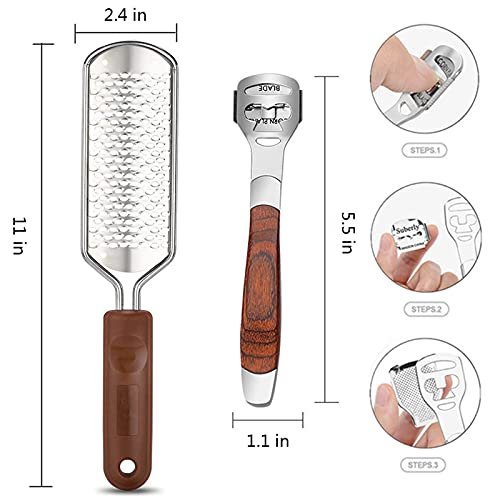 Colossal Foot Rasp & Wood Handle Callus Shaver – 10 Replacement Blades & 1 File Head, Pedicure Foot File Kit, Heel Scraper for Feet - görsel 8