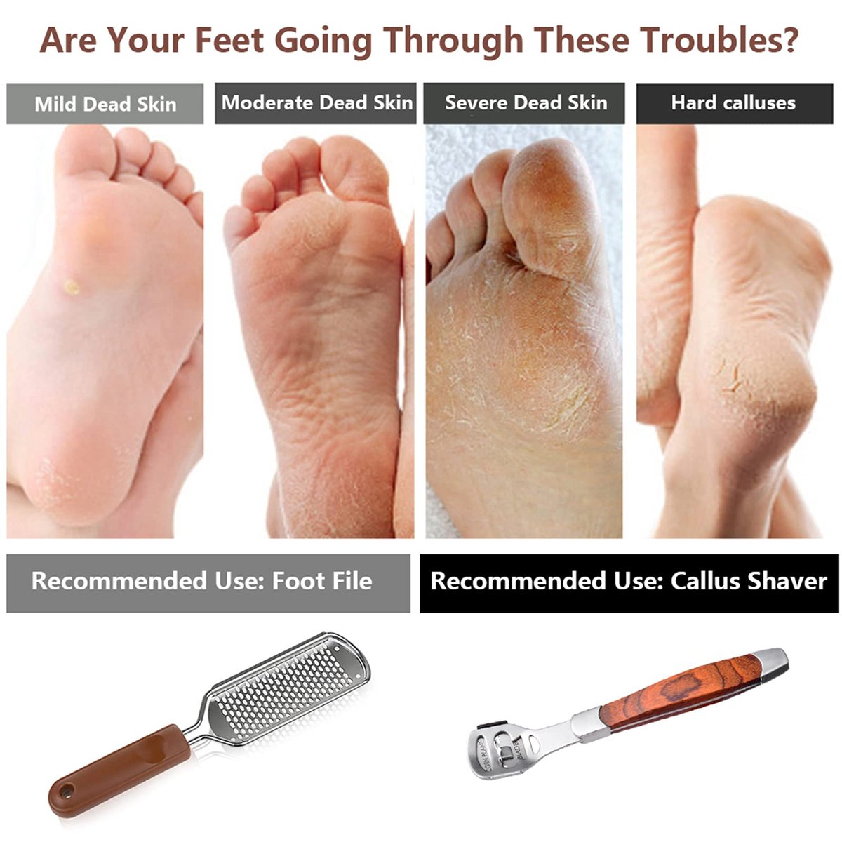Colossal Foot Rasp & Wood Handle Callus Shaver – 10 Replacement Blades & 1 File Head, Pedicure Foot File Kit, Heel Scraper for Feet - görsel 9