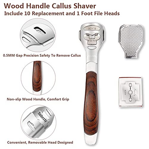 Colossal Foot Rasp & Wood Handle Callus Shaver – 10 Replacement Blades & 1 File Head, Pedicure Foot File Kit, Heel Scraper for Feet - görsel 6