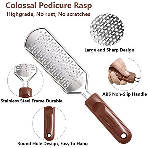 Colossal Foot Rasp & Wood Handle Callus Shaver – 10 Replacement Blades & 1 File Head, Pedicure Foot File Kit, Heel Scraper for Feet - görsel 4