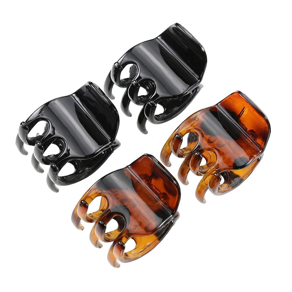 minihope Women's and Girls' Classics 4 Medium Claw Clips - Black and Tortoiseshell, Plastic, 4 Count - görsel 1