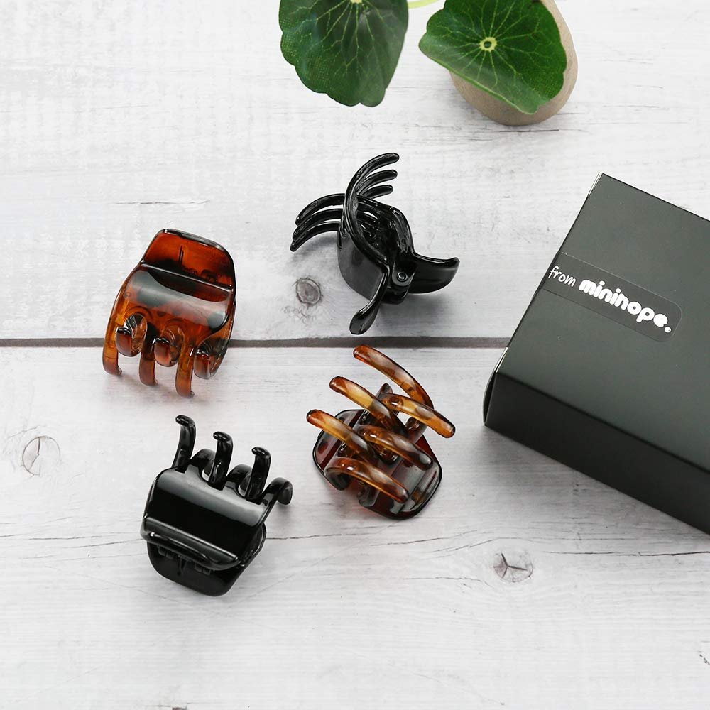 minihope Women's and Girls' Classics 4 Medium Claw Clips - Black and Tortoiseshell, Plastic, 4 Count - görsel 7