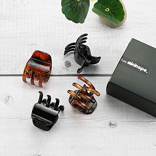 minihope Women's and Girls' Classics 4 Medium Claw Clips - Black and Tortoiseshell, Plastic, 4 Count - görsel 8