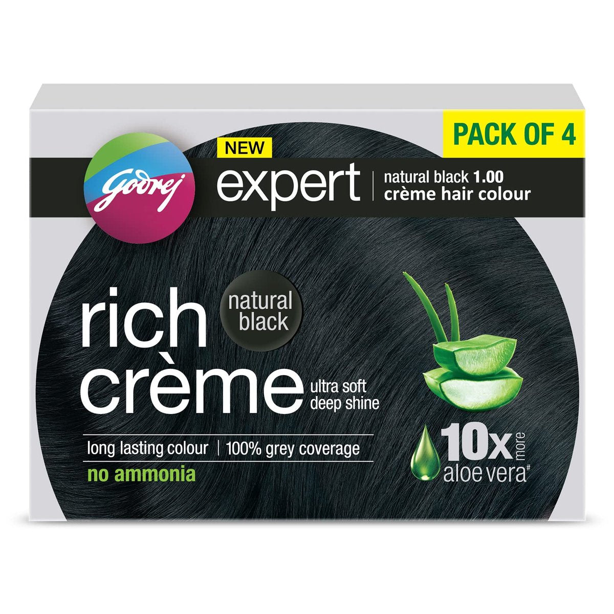 Godrej Expert Rich Crème Hair Colour - Natural Black (Pack of 4) | Long-Lasting, Ammonia-Free - görsel 1