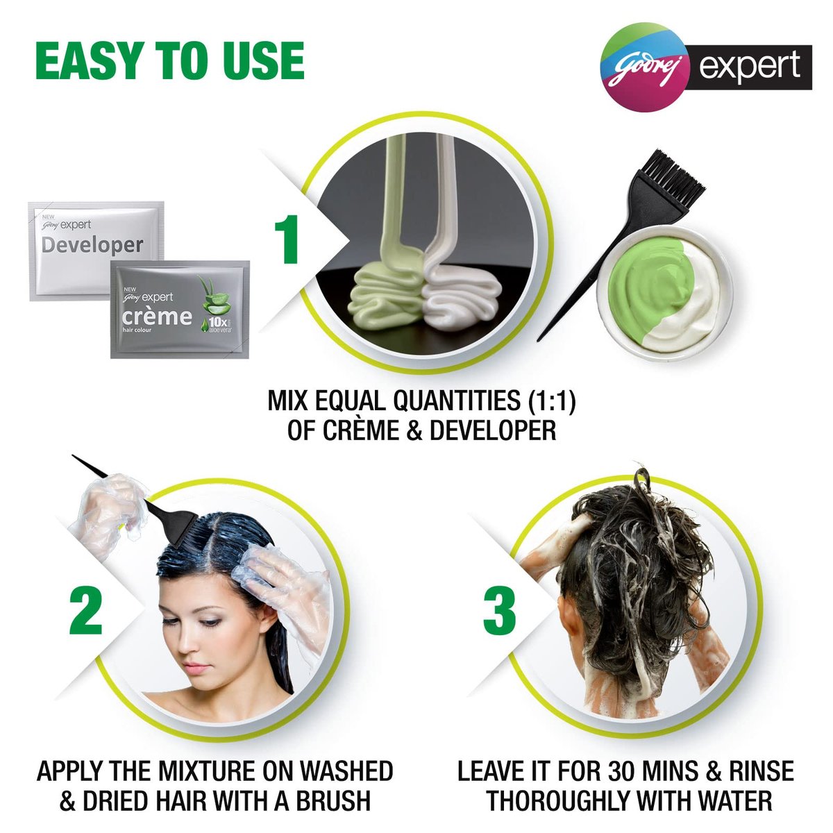 Godrej Expert Rich Crème Hair Colour - Natural Black (Pack of 4) | Long-Lasting, Ammonia-Free - görsel 7