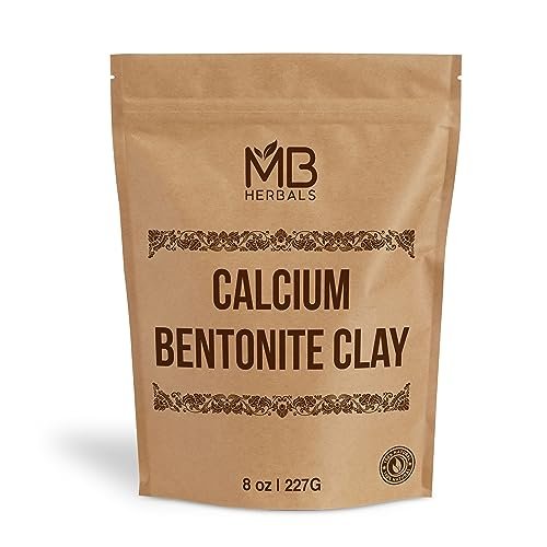 MB Herbals Calcium Bentonite Clay Powder - 8 oz (227g) - Fragrance Free Detox Clay for Face Masks & Soap Making - Suitable for Oily Skin Avelisse