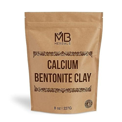 MB Herbals Calcium Bentonite Clay Powder - 8 oz (227g) - Fragrance Free Detox Clay for Face Masks & Soap Making - Suitable for Oily Skin Avelisse