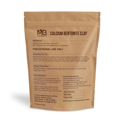 MB Herbals Calcium Bentonite Clay Powder - 8 oz (227g) - Fragrance Free Detox Clay for Face Masks & Soap Making - Suitable for Oily Skin Avelisse
