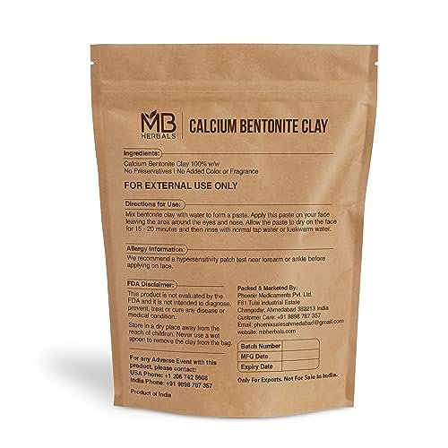MB Herbals Calcium Bentonite Clay Powder - 8 oz (227g) - Fragrance Free Detox Clay for Face Masks & Soap Making - Suitable for Oily Skin Avelisse