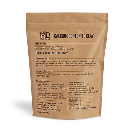 MB Herbals Calcium Bentonite Clay Powder - 8 oz (227g) - Fragrance Free Detox Clay for Face Masks & Soap Making - Suitable for Oily Skin Avelisse