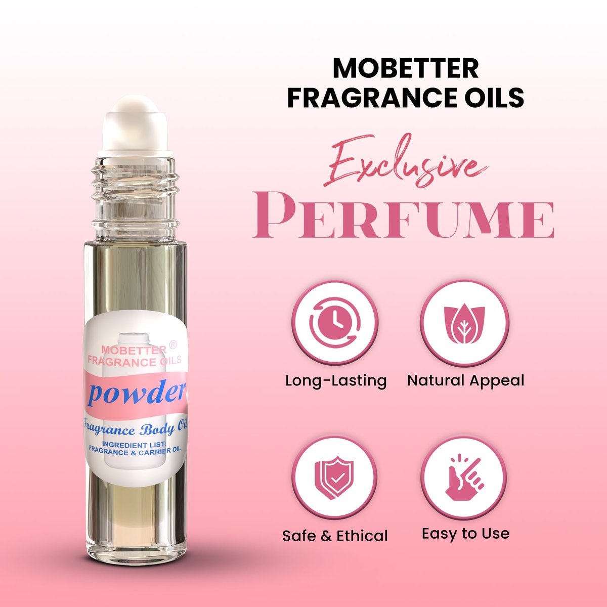 MOBETTER FRAGRANCE OILS Powder Fresh Scent Perfume Fragrance Body Oil Unisex - 0.33 Fl Oz - görsel 5