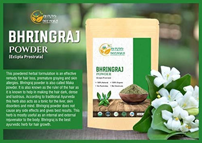 Herbs Botanica Organic Bhringraj Powder – Eclipta Alba False Daisy for Natural Hair Nourishment (5.3 oz / 150 gms) Avelisse