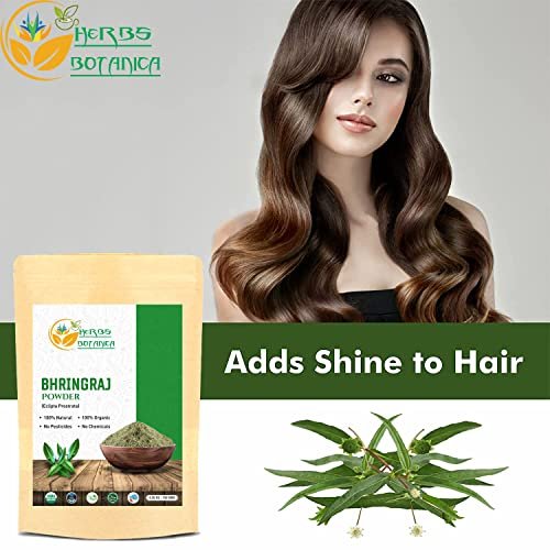 Herbs Botanica Organic Bhringraj Powder – Eclipta Alba False Daisy for Natural Hair Nourishment (5.3 oz / 150 gms) Avelisse