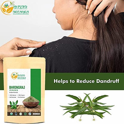 Herbs Botanica Organic Bhringraj Powder – Eclipta Alba False Daisy for Natural Hair Nourishment (5.3 oz / 150 gms) Avelisse