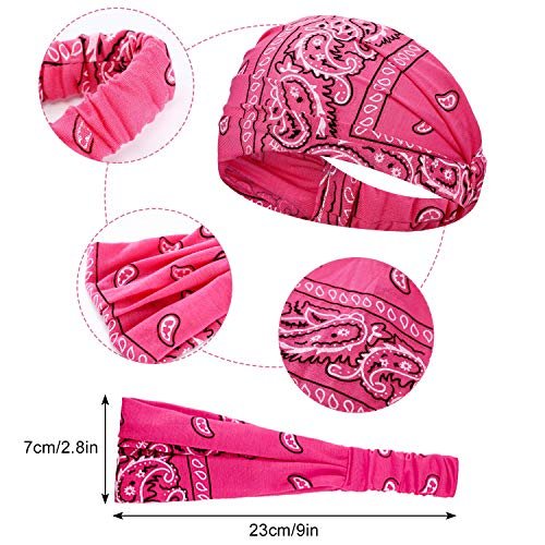 WILLBOND 10 Pack Wide Bandana Headbands for Women - Non-Slip Paisley Crystal Hairband, Elastic Boho Bling Rhinestone Head Wrap, Stretchy Turban for Sports Yoga Gym Workout Avelisse