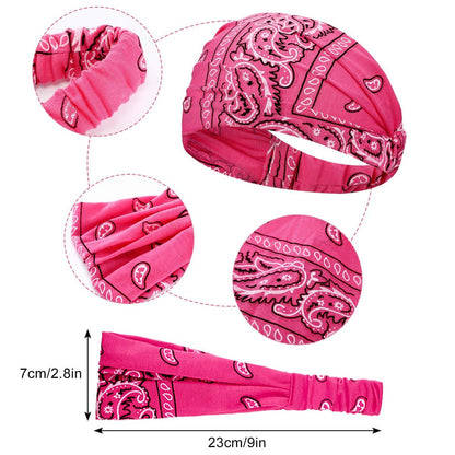 WILLBOND 10 Pack Wide Bandana Headbands for Women - Non-Slip Paisley Crystal Hairband, Elastic Boho Bling Rhinestone Head Wrap, Stretchy Turban for Sports Yoga Gym Workout Avelisse