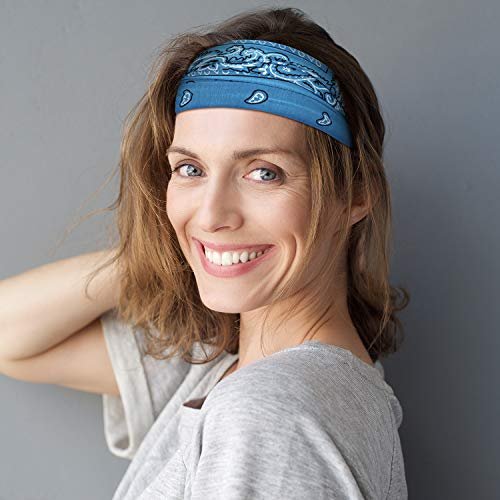 WILLBOND 10 Pack Wide Bandana Headbands for Women - Non-Slip Paisley Crystal Hairband, Elastic Boho Bling Rhinestone Head Wrap, Stretchy Turban for Sports Yoga Gym Workout Avelisse