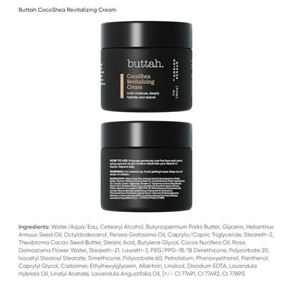 Buttah Skin CocoShea Revitalizing Cream 2oz – Natural African & Cocoa Butter Face Moisturizer for Dry, Melanin-Rich Skin