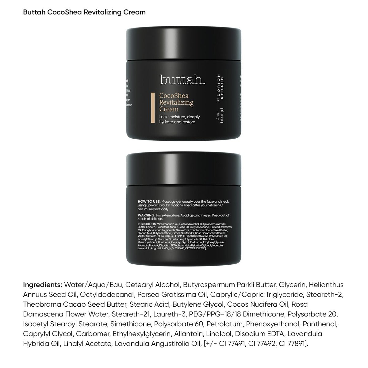 Buttah Skin CocoShea Revitalizing Cream 2oz – Natural African & Cocoa Butter Face Moisturizer for Dry, Melanin-Rich Skin - görsel 3