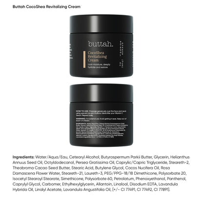 Buttah Skin CocoShea Revitalizing Cream 2oz – Natural African & Cocoa Butter Face Moisturizer for Dry, Melanin-Rich Skin