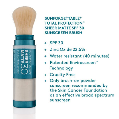 Colorescience Total Protection Sheer Matte SPF 30 Sunscreen Brush – Oil-Absorbing Mineral Powder for Oily & Acne-Prone Skin, Unscented, 0.15 oz Avelisse