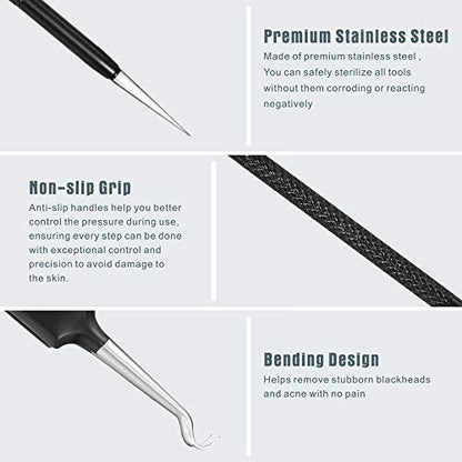 Professional Blackhead Remover Pimple Popper Tool Kit – 6 Piece Stainless Steel Comedone Extractor Set