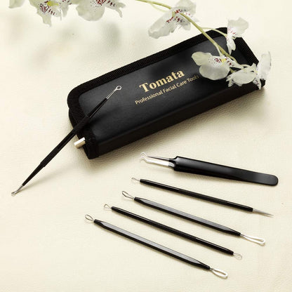 Professional Blackhead Remover Pimple Popper Tool Kit – 6 Piece Stainless Steel Comedone Extractor Set