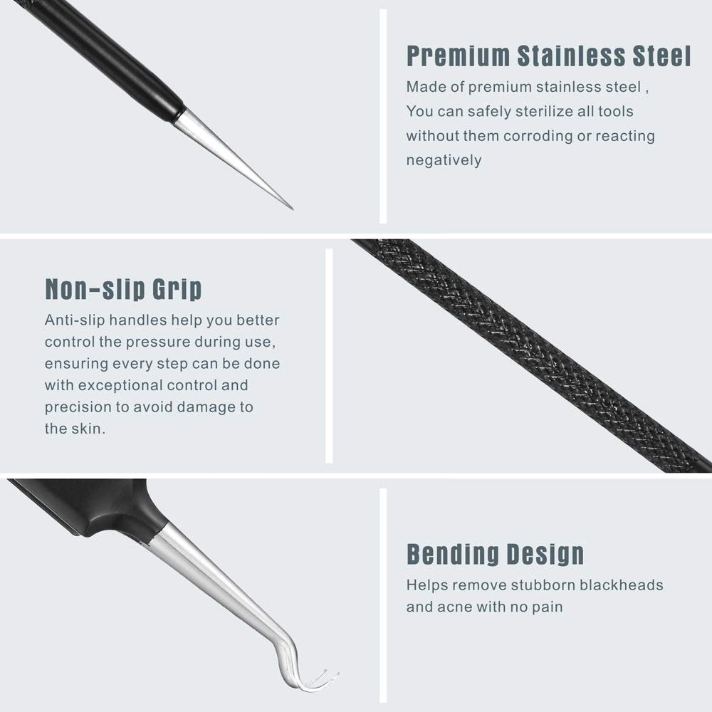 Professional Blackhead Remover Pimple Popper Tool Kit – 6 Piece Stainless Steel Comedone Extractor Set - görsel 7