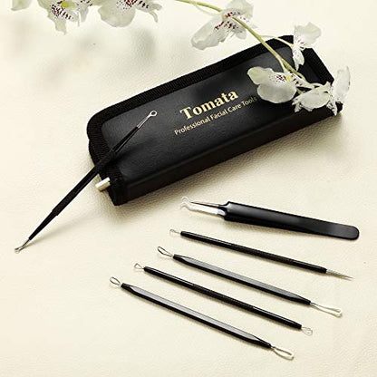 Professional Blackhead Remover Pimple Popper Tool Kit – 6 Piece Stainless Steel Comedone Extractor Set