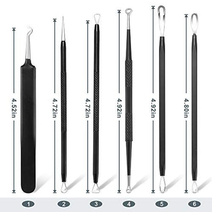 Professional Blackhead Remover Pimple Popper Tool Kit – 6 Piece Stainless Steel Comedone Extractor Set