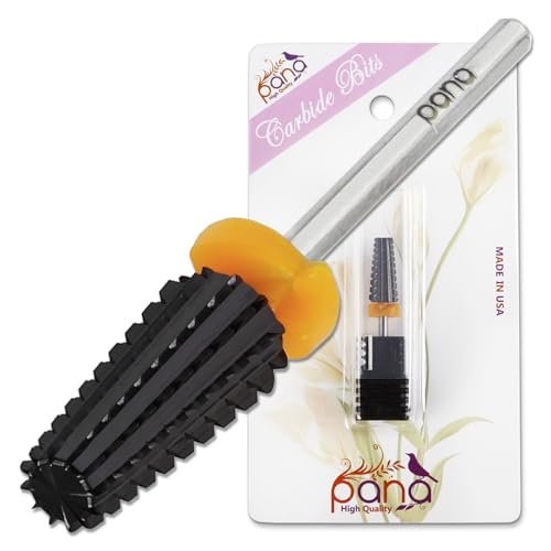 PANA Nail Carbide 5 in 1 Bit – Two-Way Rotating, Fast Acrylic & Hard Gel Removal, 3/32" Shank, Double Coarse (2XC), Black - görsel 2