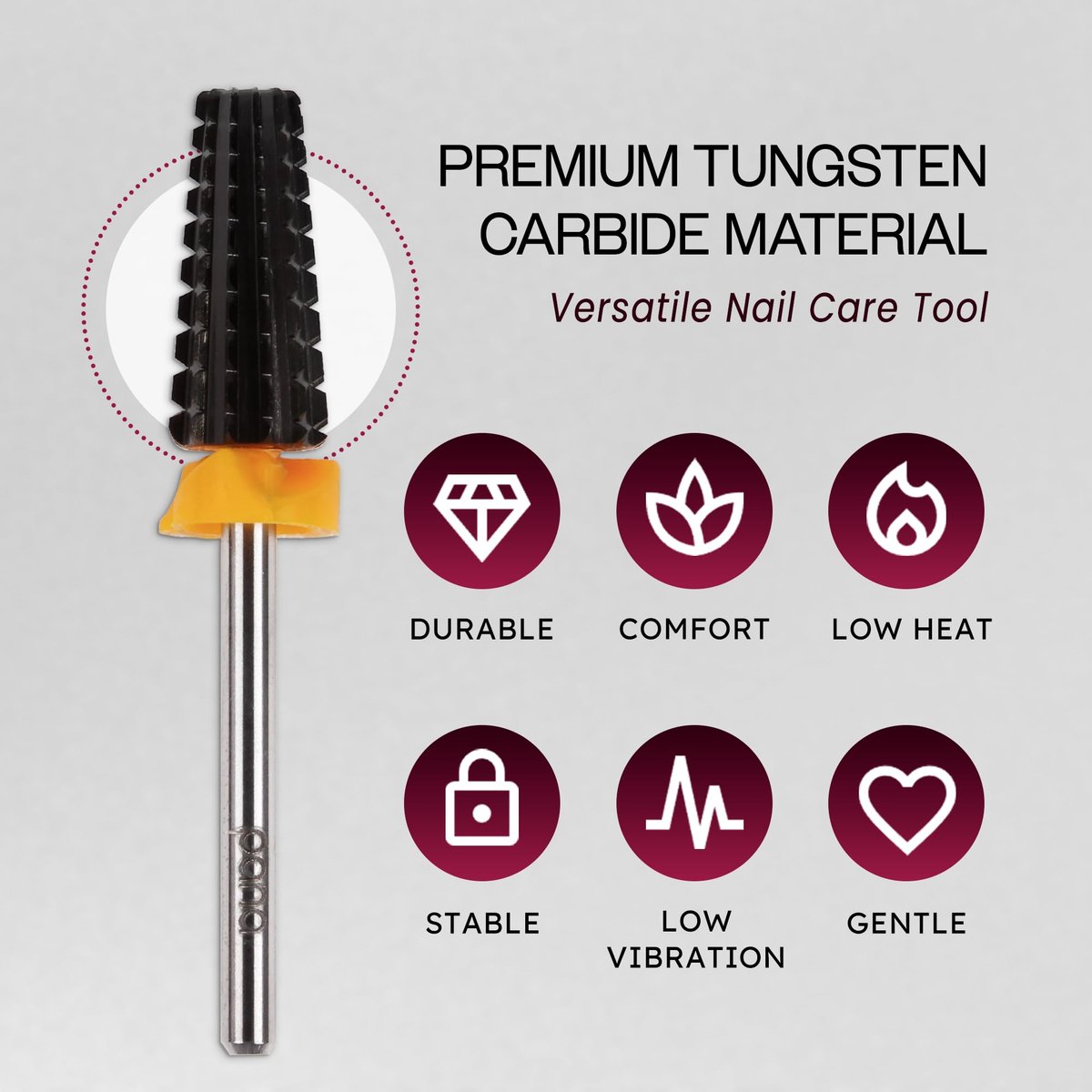 PANA Nail Carbide 5 in 1 Bit – Two-Way Rotating, Fast Acrylic & Hard Gel Removal, 3/32" Shank, Double Coarse (2XC), Black - görsel 9