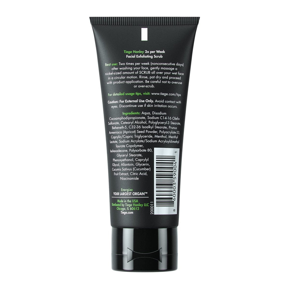 Tiege Hanley Exfoliating Face Wash for Men - Gentle Fragrance-Free Face Scrub with Apricot Seed Powder, Vitamin B3, & Allantoin, Cooling Exfoliator for Sensitive Skin, 2 FL Oz Avelisse