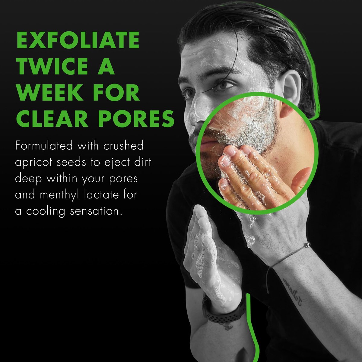 Tiege Hanley Exfoliating Face Wash for Men - Gentle Fragrance-Free Face Scrub with Apricot Seed Powder, Vitamin B3, & Allantoin, Cooling Exfoliator for Sensitive Skin, 2 FL Oz Avelisse