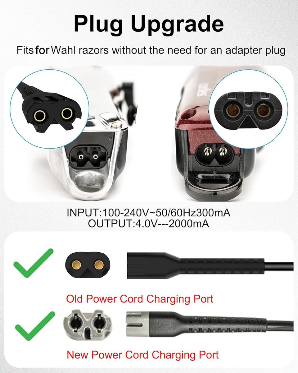 Replacement Wahl Magic Clipper Cordless Charger 4V - Compatible with Wahl 8164/8591/8148/8504, 5-Star Magic Clip, 1919 100 Year Hair Clipper Avelisse
