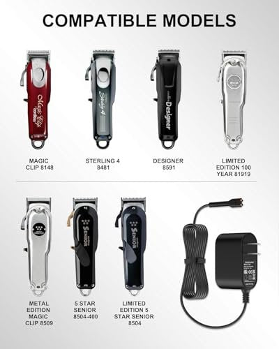 Replacement Wahl Magic Clipper Cordless Charger 4V - Compatible with Wahl 8164/8591/8148/8504, 5-Star Magic Clip, 1919 100 Year Hair Clipper Avelisse
