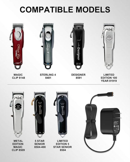 Replacement Wahl Magic Clipper Cordless Charger 4V - Compatible with Wahl 8164/8591/8148/8504, 5-Star Magic Clip, 1919 100 Year Hair Clipper Avelisse