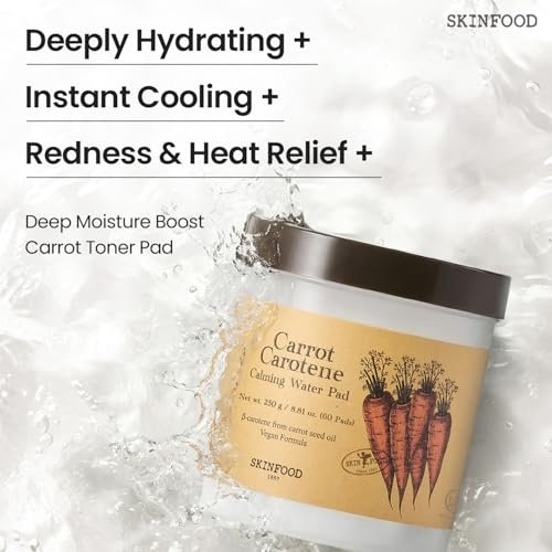 SKINFOOD Carrot Toner Pads – Instant Cooling & Redness Relief, After Sun Care, Hydrating Cotton Facial Pads (60 Count) - görsel 6