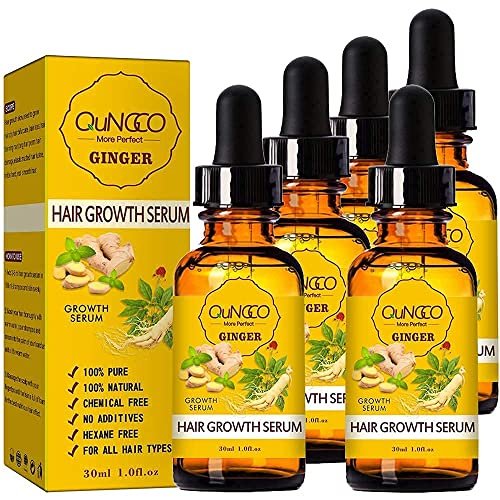 5 Pack Hair Growth Serum – Natural Ginger Essential Oil for Thicker, Stronger Hair | QUNGCO Avelisse