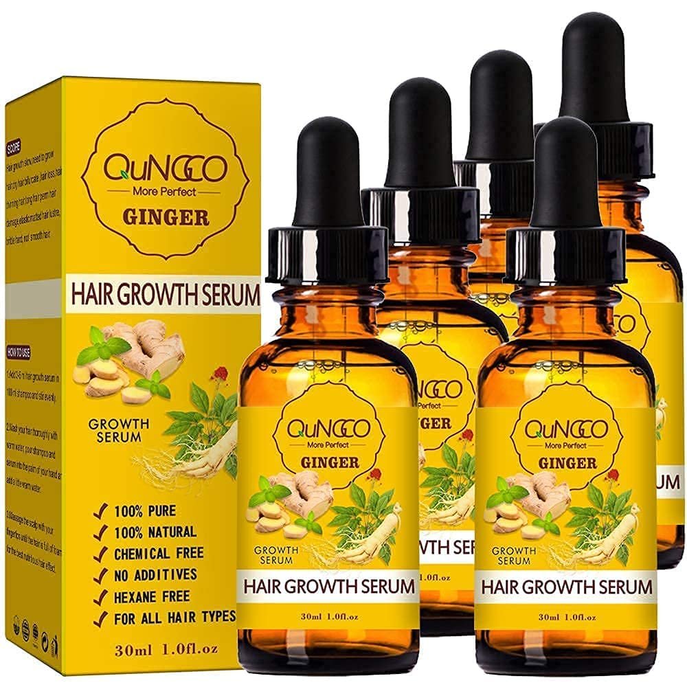 5 Pack Hair Growth Serum – Natural Ginger Essential Oil for Thicker, Stronger Hair | QUNGCO Avelisse