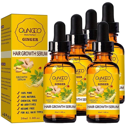 5 Pack Hair Growth Serum – Natural Ginger Essential Oil for Thicker, Stronger Hair | QUNGCO Avelisse