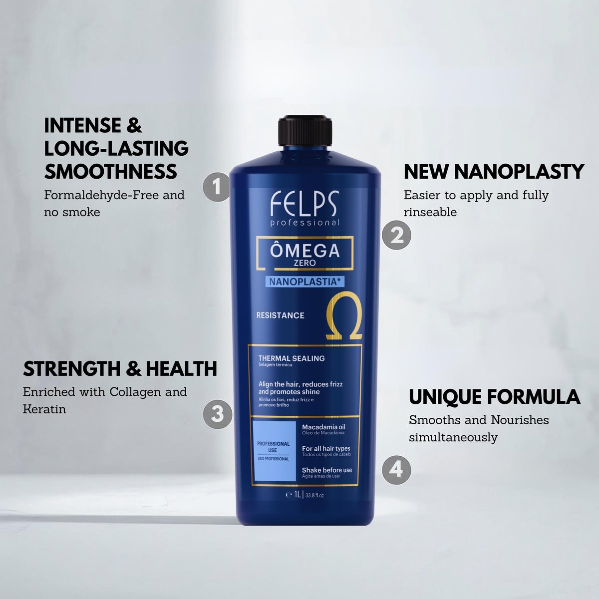 Felps Professional Thermal Sealing Omega Zero Unique Nanoplastia Hair Treatment 500ml Avelisse