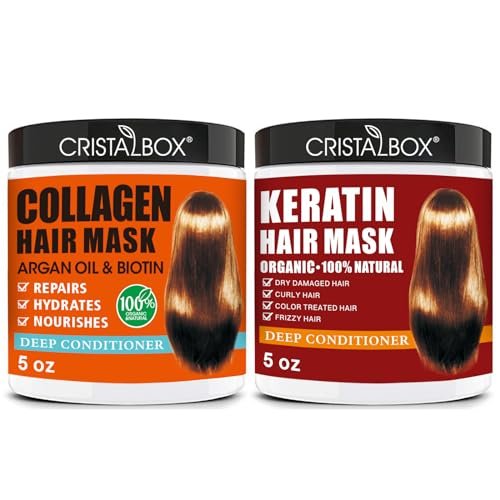 CRISTALBOX Collagen & Keratin Hair Mask 2 Pack - Deep Conditioning Treatment for Damaged, Dry Hair with Argan Oil - 5 oz Each - görsel 2