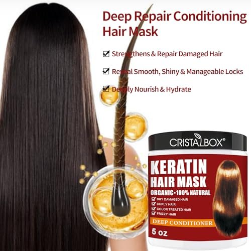 CRISTALBOX Collagen & Keratin Hair Mask 2 Pack - Deep Conditioning Treatment for Damaged, Dry Hair with Argan Oil - 5 oz Each - görsel 4