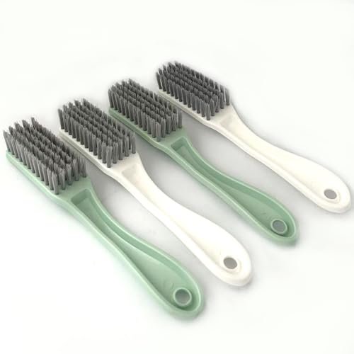 Curved Handle Nail Brush and Foot Scrubber Set - 4 Pack Hand Fingernail Cleaning Brush for Home Laundry, Shoes, Clothes, Toes, and Feet Avelisse