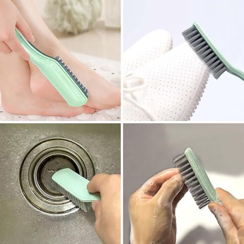 Curved Handle Nail Brush and Foot Scrubber Set - 4 Pack Hand Fingernail Cleaning Brush for Home Laundry, Shoes, Clothes, Toes, and Feet Avelisse