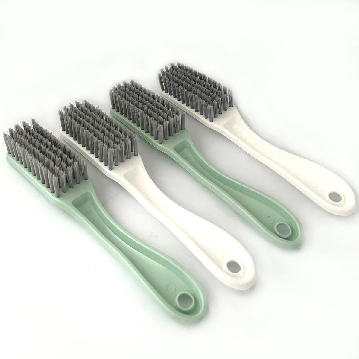 Curved Handle Nail Brush and Foot Scrubber Set - 4 Pack Hand Fingernail Cleaning Brush for Home Laundry, Shoes, Clothes, Toes, and Feet Avelisse