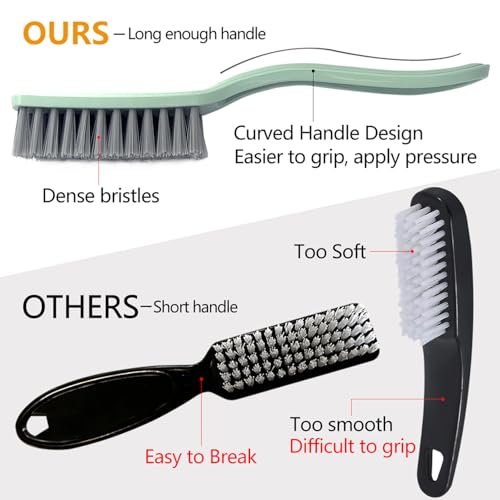 Curved Handle Nail Brush and Foot Scrubber Set - 4 Pack Hand Fingernail Cleaning Brush for Home Laundry, Shoes, Clothes, Toes, and Feet Avelisse