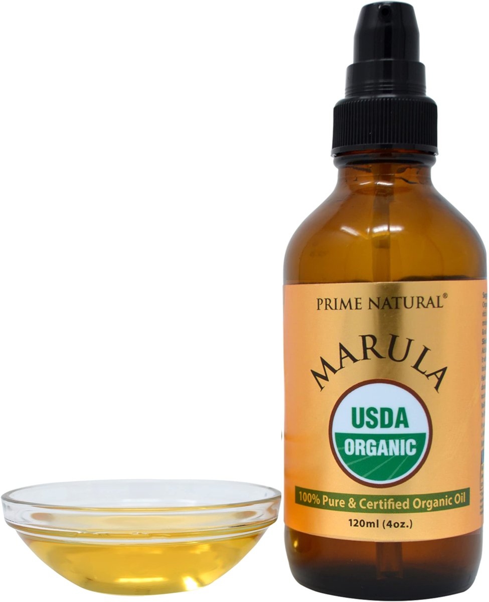 PRIME NATURAL Organic Marula Oil 4oz/120ml - USDA Certified - Cold Pressed, Unrefined, Virgin - 100% Pure, Natural, Vegan - Best for Face, Body, Hair, Nails, Skin Care Avelisse