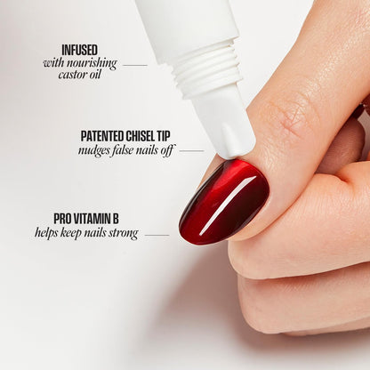 KISS Glue OFF Instant Press On Nails & Nail Glue Remover - Safe, Gentle Formula with Castor Oil & Pro Vitamin B, 0.45 fl. oz.